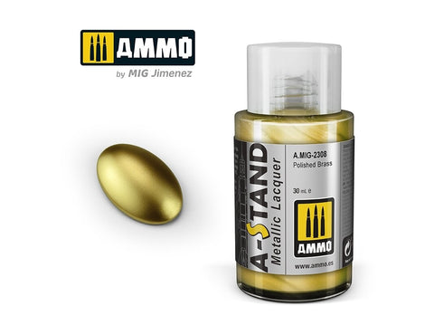 AMMO MIG A-Stand metaliniai dažai Poliruotas žalvaris, 30 ml (2308)