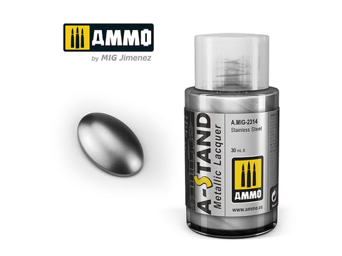 AMMO MIG A-Stand metaliniai dažai Stainless Steel, 30 ml