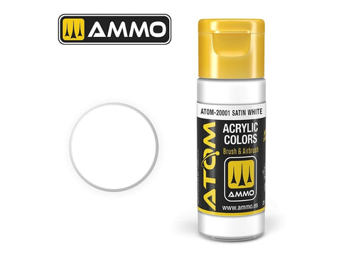 AMMO MIG ATOM akriliniai dažai, satininė balta, 20 ml (20001)