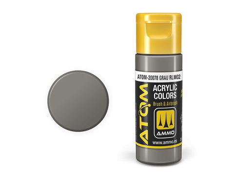 AMMO MIG ATOM akriliniai dažai RLM02 pilka (Grau), 20 ml – 20078