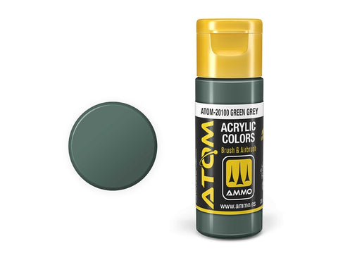 AMMO MIG ATOM akriliniai dažai žalia pilka (Green Grey) 20 ml ATOM-20100