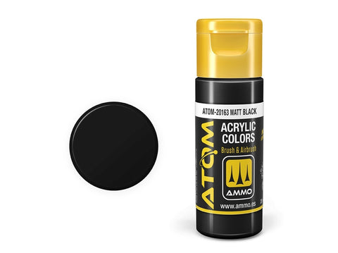 AMMO MIG ATOM akriliniai dažai – matinė juoda, 20 ml (20163)