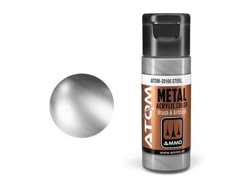 AMMO MIG ATOM akriliniai dažai Metallic Steel 20 ml (20166)