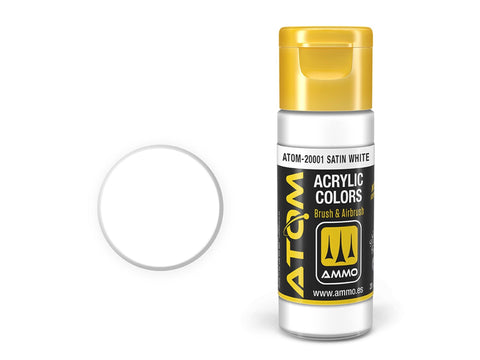 AMMO MIG ATOM akriliniai dažai, satininė balta, 20 ml (20001)