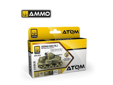 AMMO MIG ATOM akrilinių dažų rinkinys Sherman tankams, WWII Europa