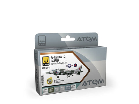 AMMO MIG ATOM akrilinių dažų rinkinys Harrier AV-8A/GR.1/3 kamufliažui