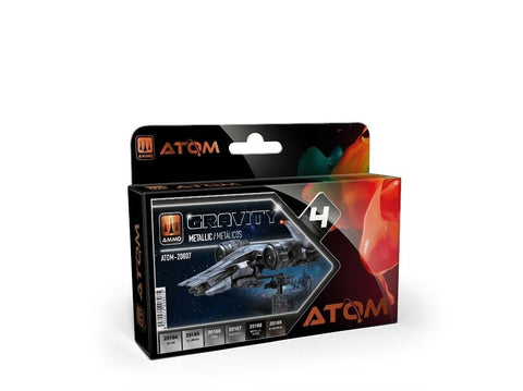 AMMO MIG ATOM akriliniai dažai Gravity 4 metaliniai, rinkinys 6 spalvų