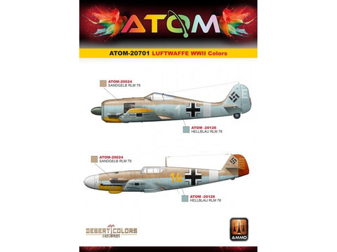 AMMO MIG ATOM akrilinių dažų rinkinys RLM Luftwaffe WW2, 12 spalvų (20701)