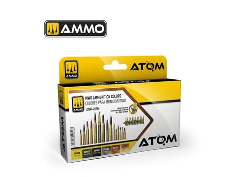 AMMO MIG ATOM akriliniai dažai – WWII amunicijos spalvų rinkinys, 20746