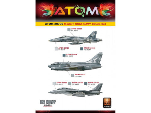 AMMO MIG ATOM akrilinių dažų rinkinys 12 spalvų – USAF ir US Navy 20700