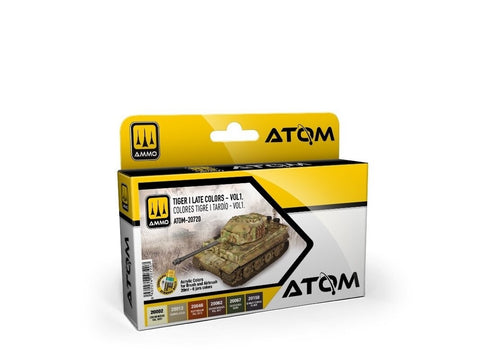 AMMO MIG ATOM akrilinių dažų rinkinys Tiger I vėlyvos spalvos Vol.1 (20720)