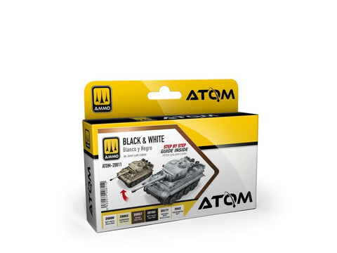 AMMO MIG ATOM akrilinių dažų rinkinys Black & White technikai, 20811