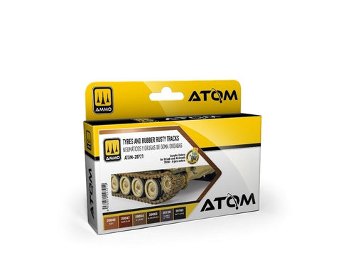 AMMO MIG ATOM akrilinių dažų rinkinys padangoms ir rūdijusiems vikšrams 20721