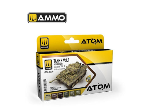 AMMO MIG ATOM akrilinių dažų rinkinys WWII tankams, pradedantiesiems, 1 dalis