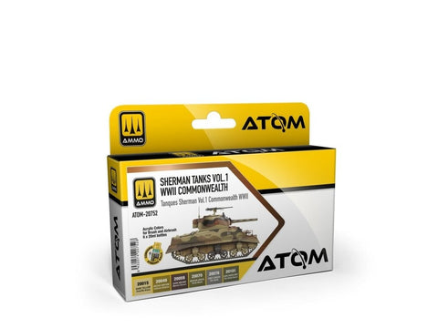 AMMO MIG ATOM akrilinių dažų rinkinys Sherman tankams WWII Vol.1 (6 spal.)