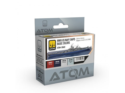 AMMO MIG ATOM akrilinių dažų rinkinys JAV WWII laivams, 4 spalvos 20602
