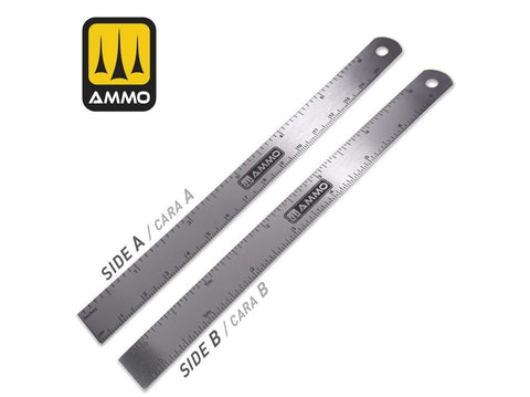 AMMO MIG nerūdijančio plieno mastelio liniuotė 15 cm, 1:35/1:48 (8552)