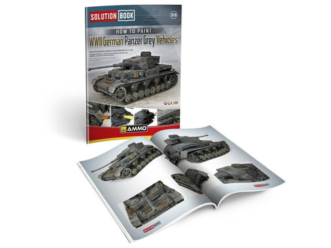 AMMO MIG WWII vokiečių Panzer Grey dažymo vadovas modeliams (4 kalbos)