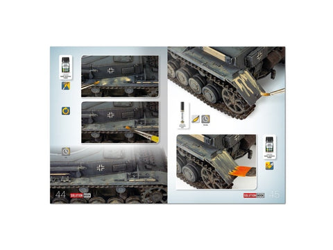 AMMO MIG WWII vokiečių Panzer Grey dažymo vadovas modeliams (4 kalbos)