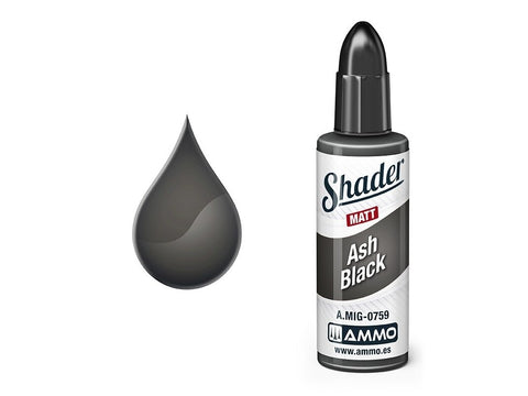 AMMO MIG Shader matiniai dažai Ash Black, 10 ml (A.MIG-0759)