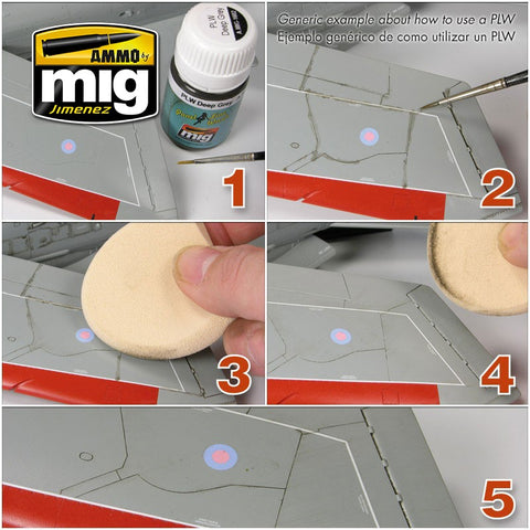 AMMO MIG Panel Line Wash oranžinė ruda 35 ml (1616) – geltoniems paviršiams