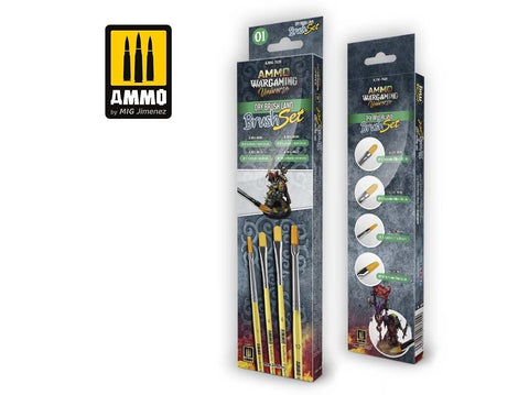 AMMO MIG sausų teptukų rinkinys „Land“ wargaming miniatiūroms