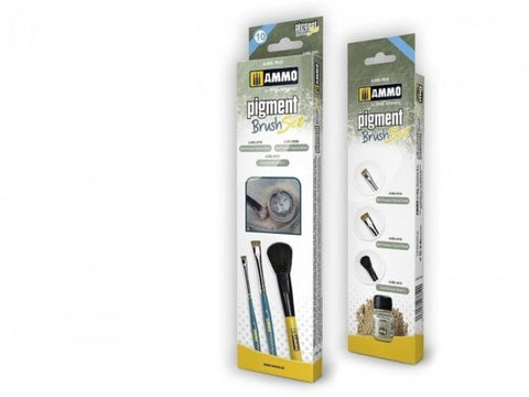AMMO MIG pigmentų teptukų rinkinys 4 ir 8 + dulkių šepetėlis 7610