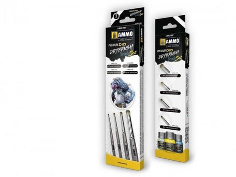 AMMO MIG Premium Drybrush teptukų rinkinys 2/4/6/8 sausam dažymui A.MIG-7607