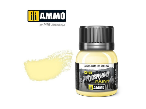 AMMO MIG Drybrush dažai Ice Yellow 40 ml – sauso teptuko, 0640