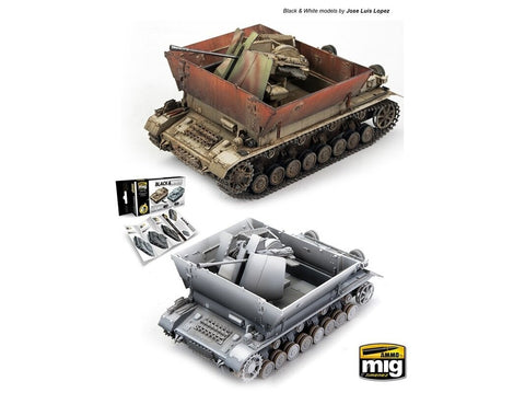 AMMO MIG Black & White technikos akrilinių dažų sendinimo rinkinys 7128