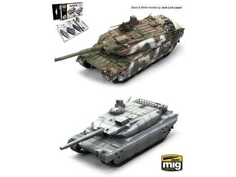 AMMO MIG Black & White technikos akrilinių dažų sendinimo rinkinys 7128