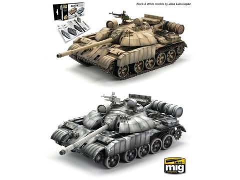 AMMO MIG Black & White technikos akrilinių dažų sendinimo rinkinys 7128