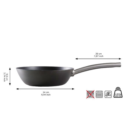 Anglies plieno WOK keptuvė 24 cm sveikam kepimui ir indukcijai