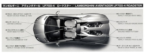 Aoshima Lamborghini Aventador LP700-4 Roadster 1/24 plastikinis rinkinys 05866