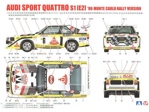 Beemax Audi Sport Quattro S1 E2 Monte Carlo ralis 1986 1/24 modelio rinkinys
