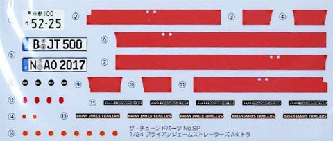 Aoshima Brian James A4 autovežis priekaba, 1/24 plastikinis modelis