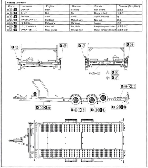 Aoshima Brian James A4 autovežis priekaba, 1/24 plastikinis modelis