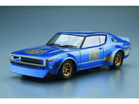 Aoshima Nissan Skyline 2000GT‑R KPGC110 Ken & Mary #73, 1/24 rinkinys