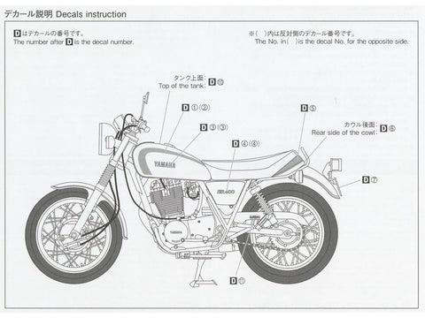 Aoshima Yamaha 1JR SR400 ’98 motociklo modelis 1/12 – plastikinis, surenkamas