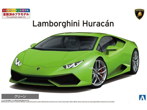 Aoshima Lamborghini Huracán 1/24 nudažytas surinkimo rinkinys, šviesiai žalias