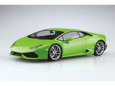 Aoshima Lamborghini Huracán 1/24 nudažytas surinkimo rinkinys, šviesiai žalias