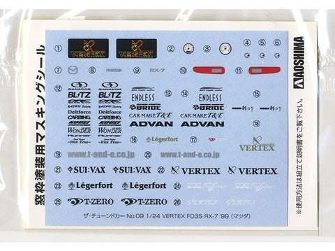 Aoshima Mazda RX-7 FD3S Vertex ’99 1/24 plastikinis surenkamas modelis