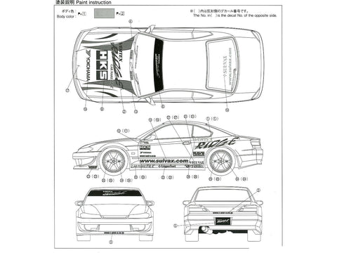 Aoshima Nissan Silvia S15 Vertex 1999 1/24 plastikinis surinkimo rinkinys