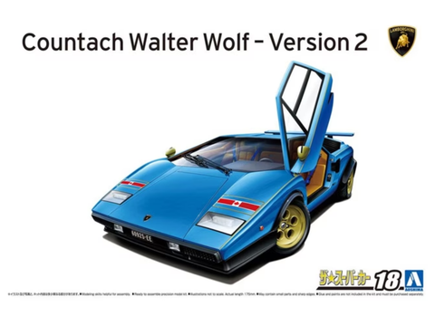 Aoshima Lamborghini Countach Walter Wolf V2 1/24 surinkimo modelis 06383