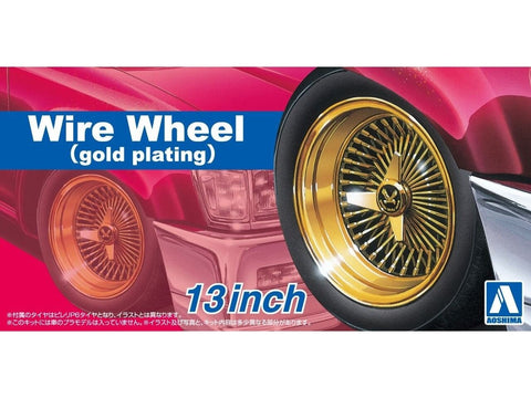 Aoshima 1/24 ratų komplektas – auksuoti vieliniai 13" (06627)