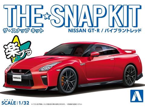 Aoshima Snap Kit Nissan GT‑R R35 1/32 plastikinis modelis, raudonas