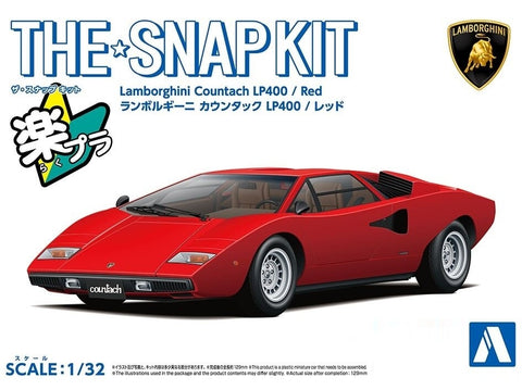 Aoshima Lamborghini Countach LP400 1/32 surenkamas modelis, raudonas