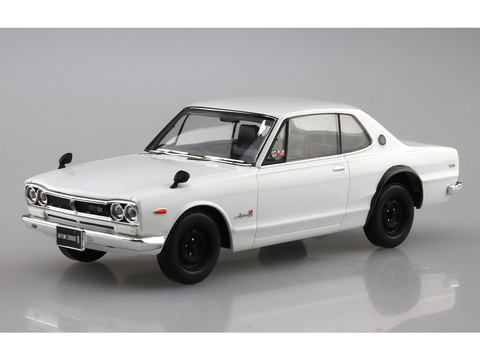 Aoshima Snap Kit Nissan Skyline 2000 GT‑R 1/32 – balta, surenkamas modelis