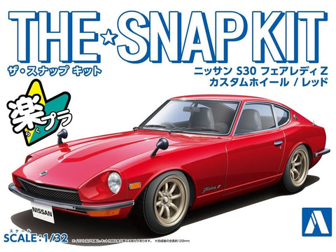 Aoshima Snap Kit Nissan S30 Fairlady Z 1/32, raudonas, custom ratlankiai