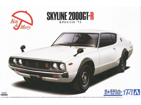 Aoshima Nissan Skyline HT KPGC110 2000GT-R '73 1/24 plastikinis rinkinys